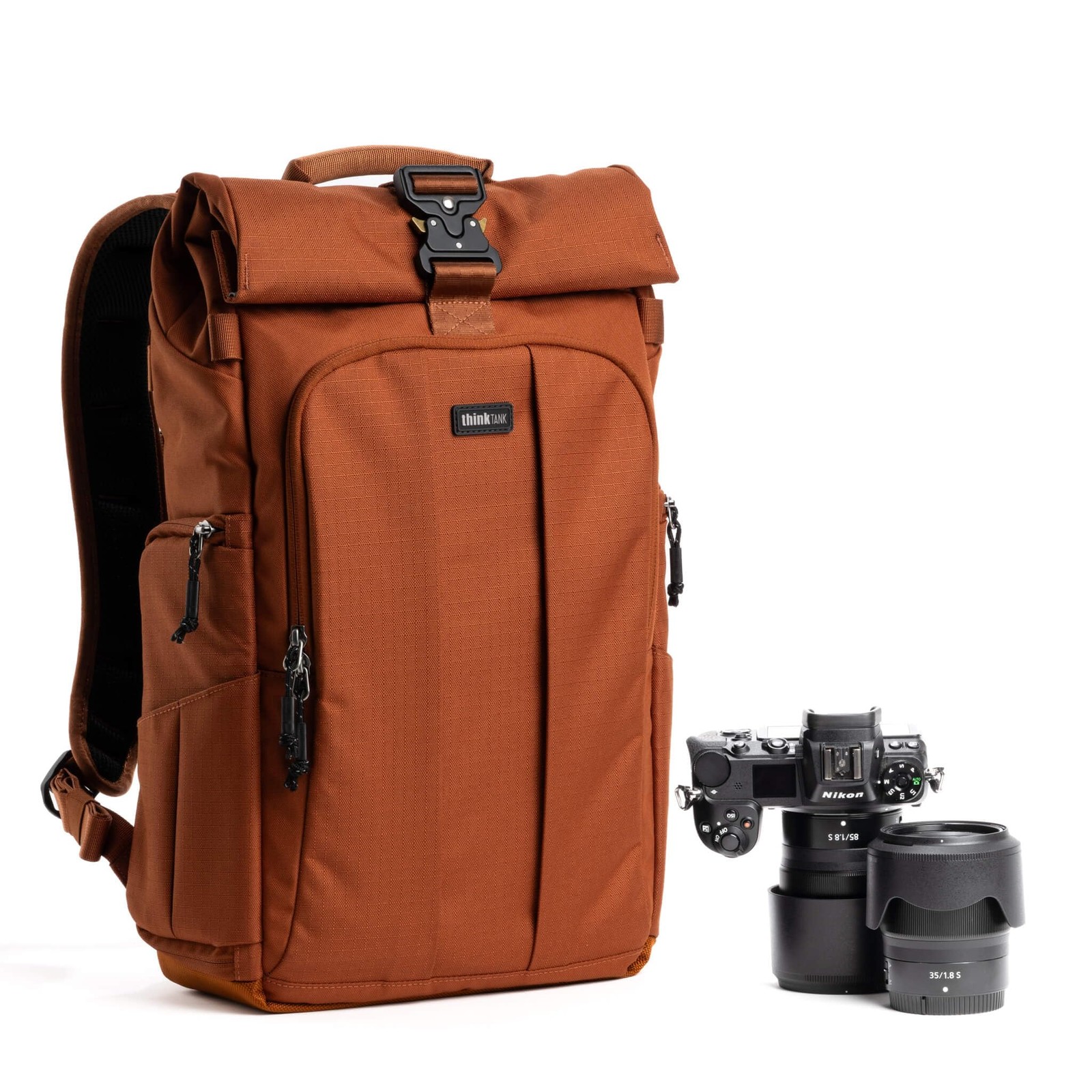 Think Tank FocusPoint 22L RollTop Camera Backpack Urban Rust Expandable Trav…