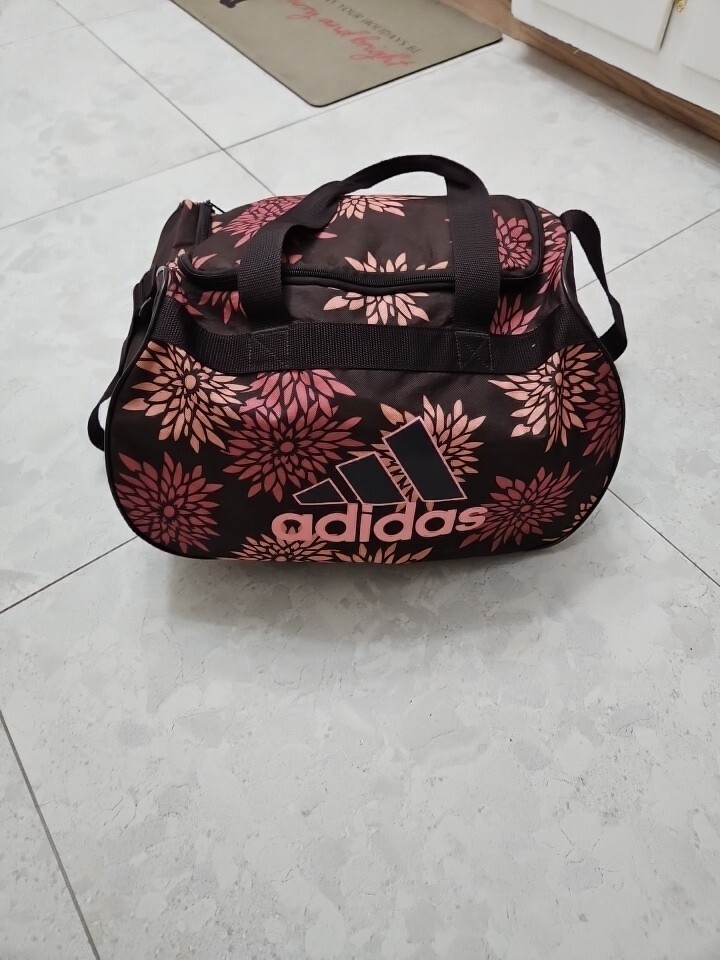 Adidas Floral Print Duffle Bag 18in X 10in X 11inBrown Pink