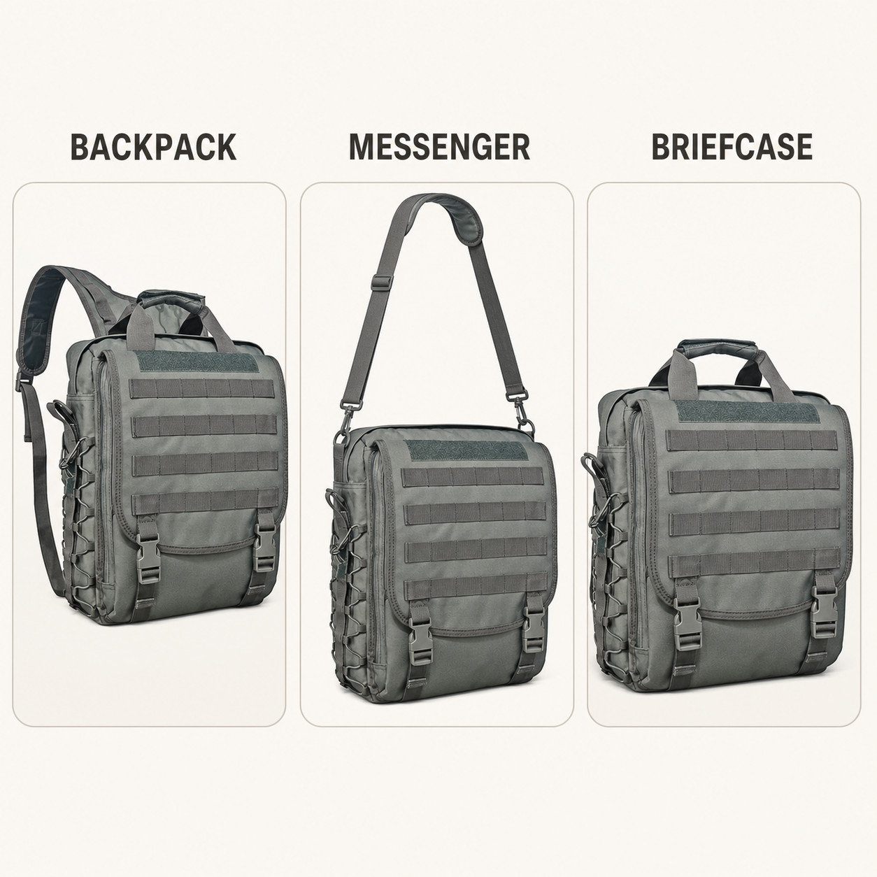 Tactical Laptop Backpack | 3-Way Convertible Messenger Bag | Water Resistant MOL