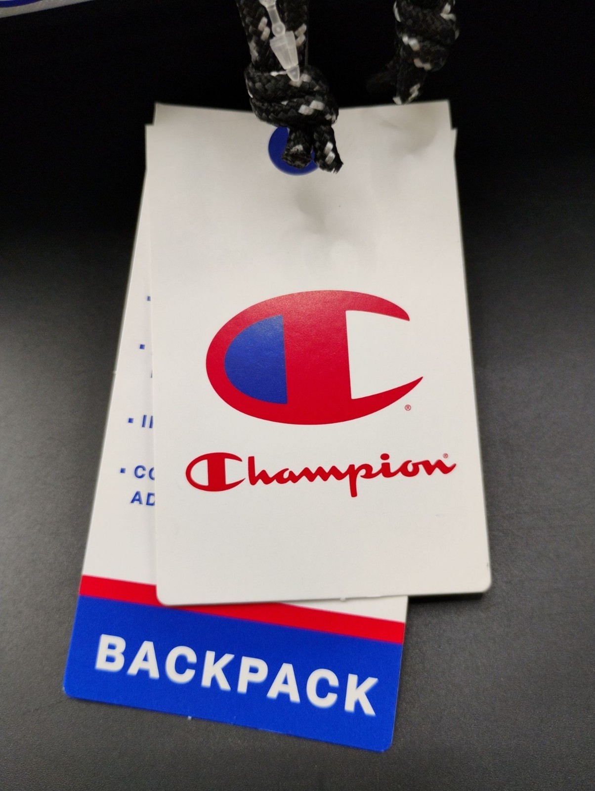 Champion White & Black Backpack With Gold Lettering Durable