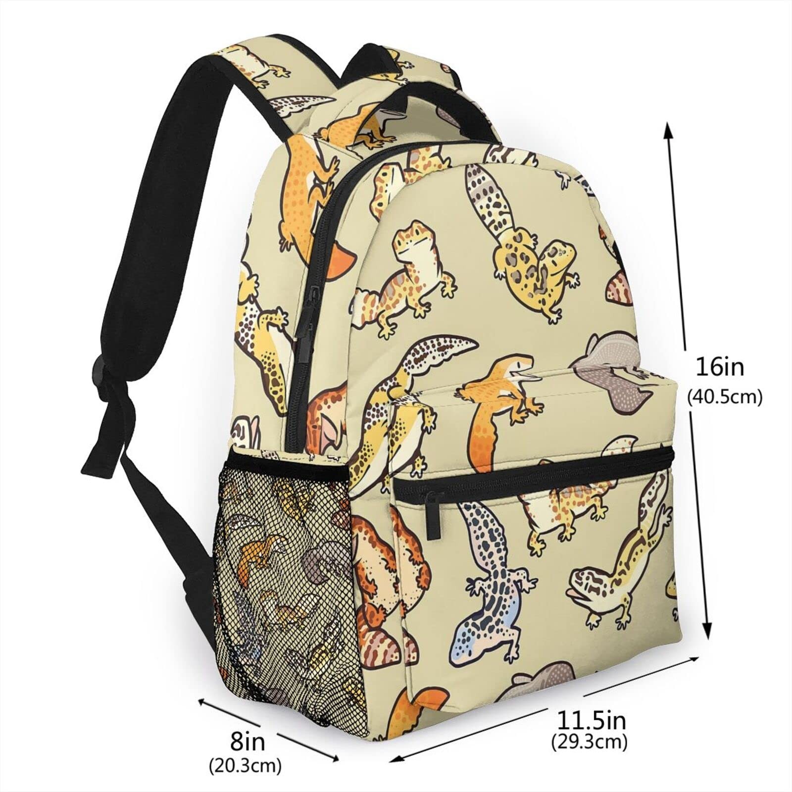 Cartoon Cute Leopard Gecko Pattern Casual School Backpack Bag, Laptop Hiking …