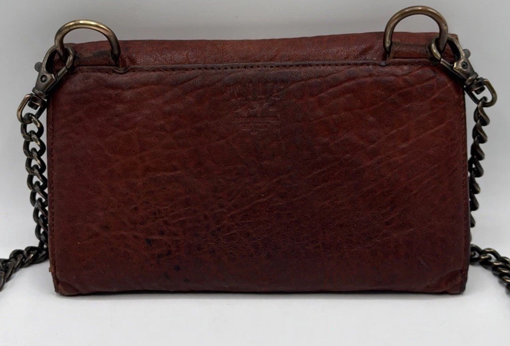 Vintage Will Leather Goods Envelope Clutch w/removable Chain Shoulder Strap.