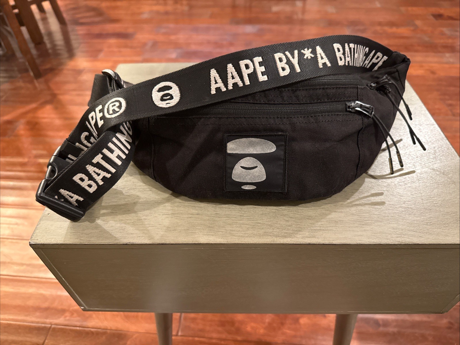 AAPE BY*A Bathing Ape BAPE Sling Bag Crossbody Fanny Black AUTHENTIC Banger Z10