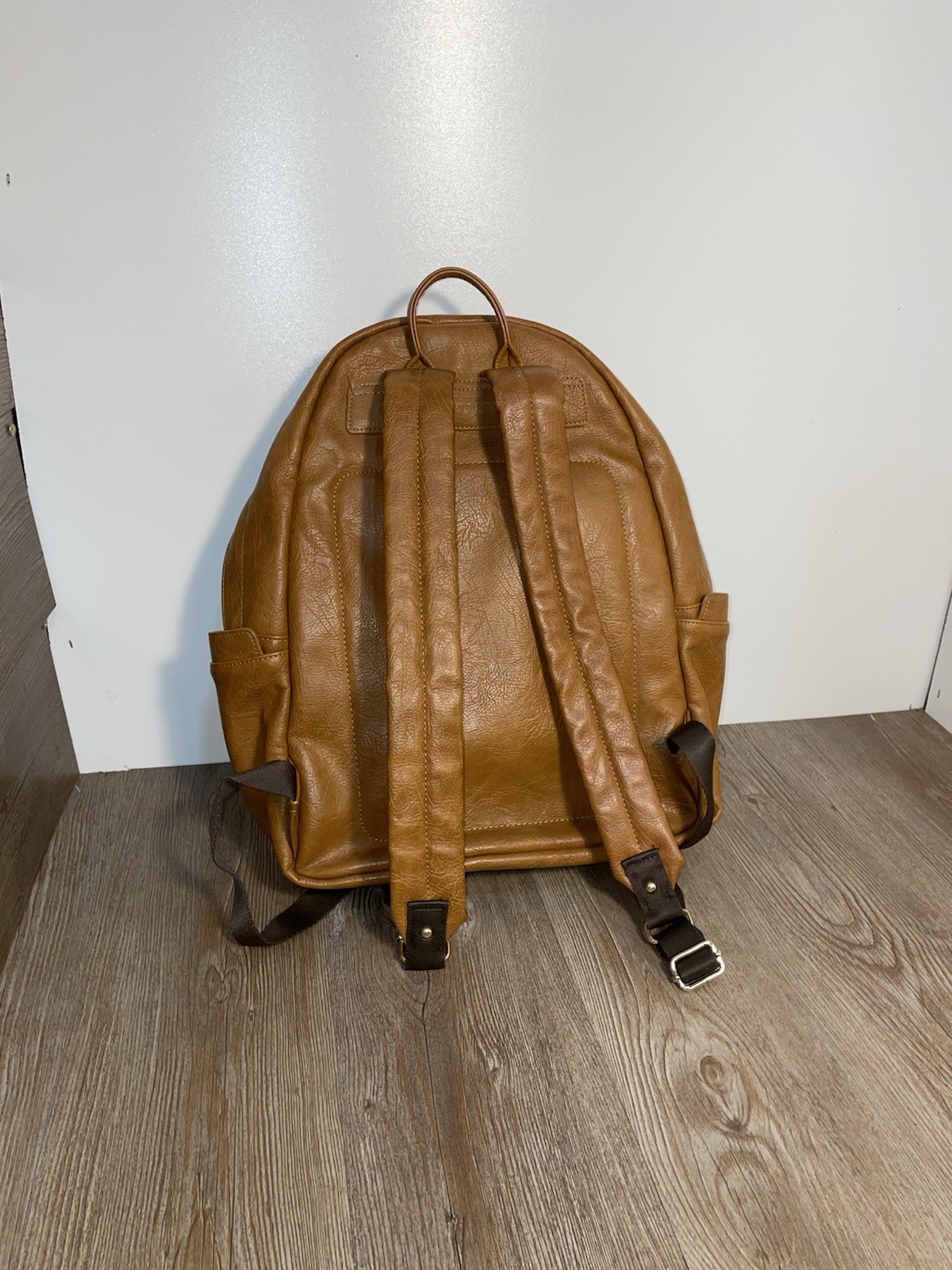 Monopoly Office Faux Leather Backpack Daily Laptop Bag Brown Discontinued