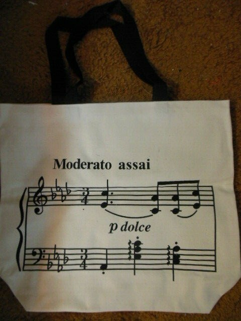 NEW – 100% Cotton MUSIC Tote Bag with “Moderato assai” printed on it