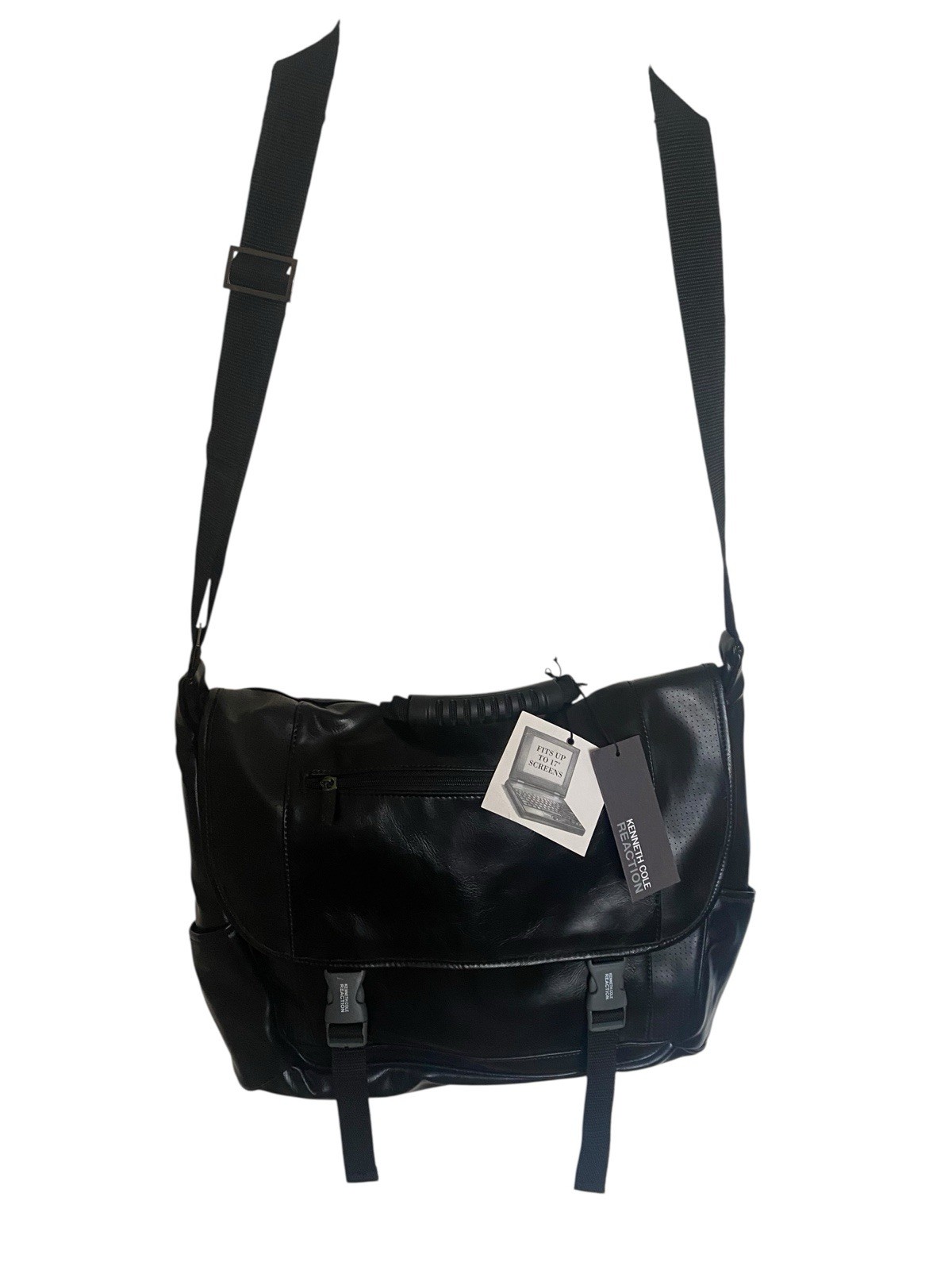 Kenneth Cole Bag Reaction Black Messenger Laptop Sleeve Adj Strap 535505 NEW