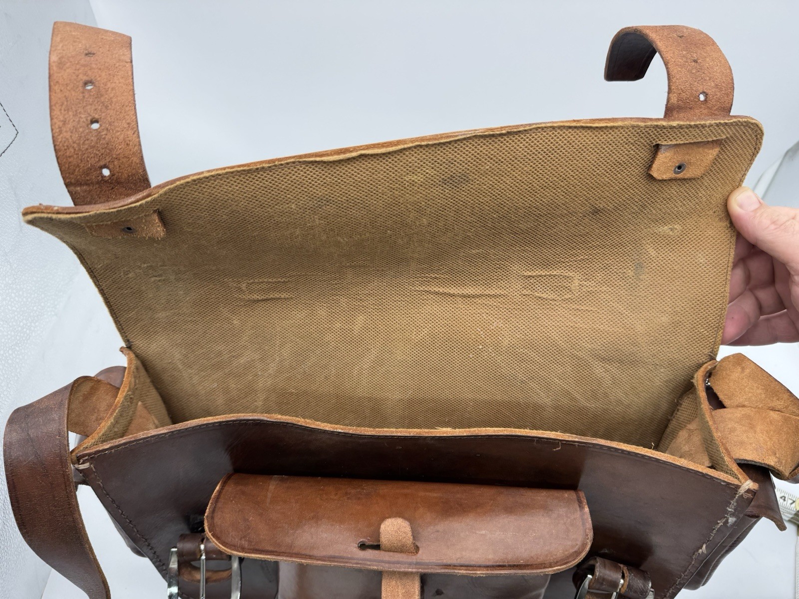 Vintage Full Grain Leather Messenger Bag Handmade Guatemala Heavy Satchel
