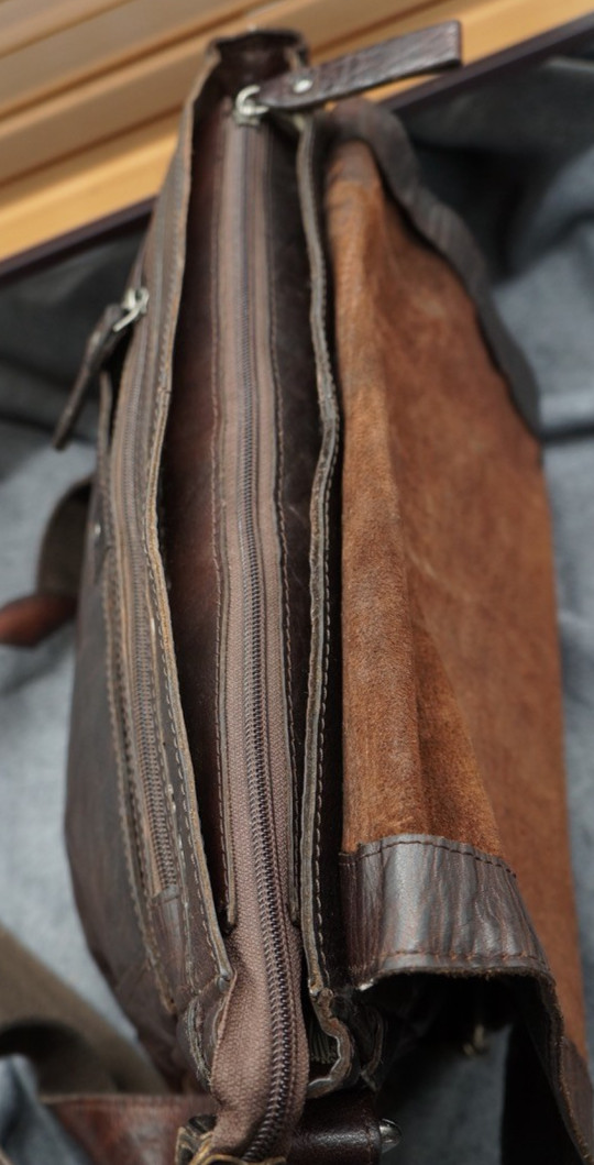 Jack Georges Spikes and Sparrows Brown Leather Briefcase