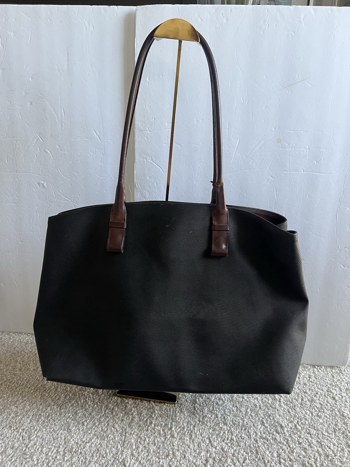 Bottega Veneta Large Tote Bag Black Brown PVC Leather LG