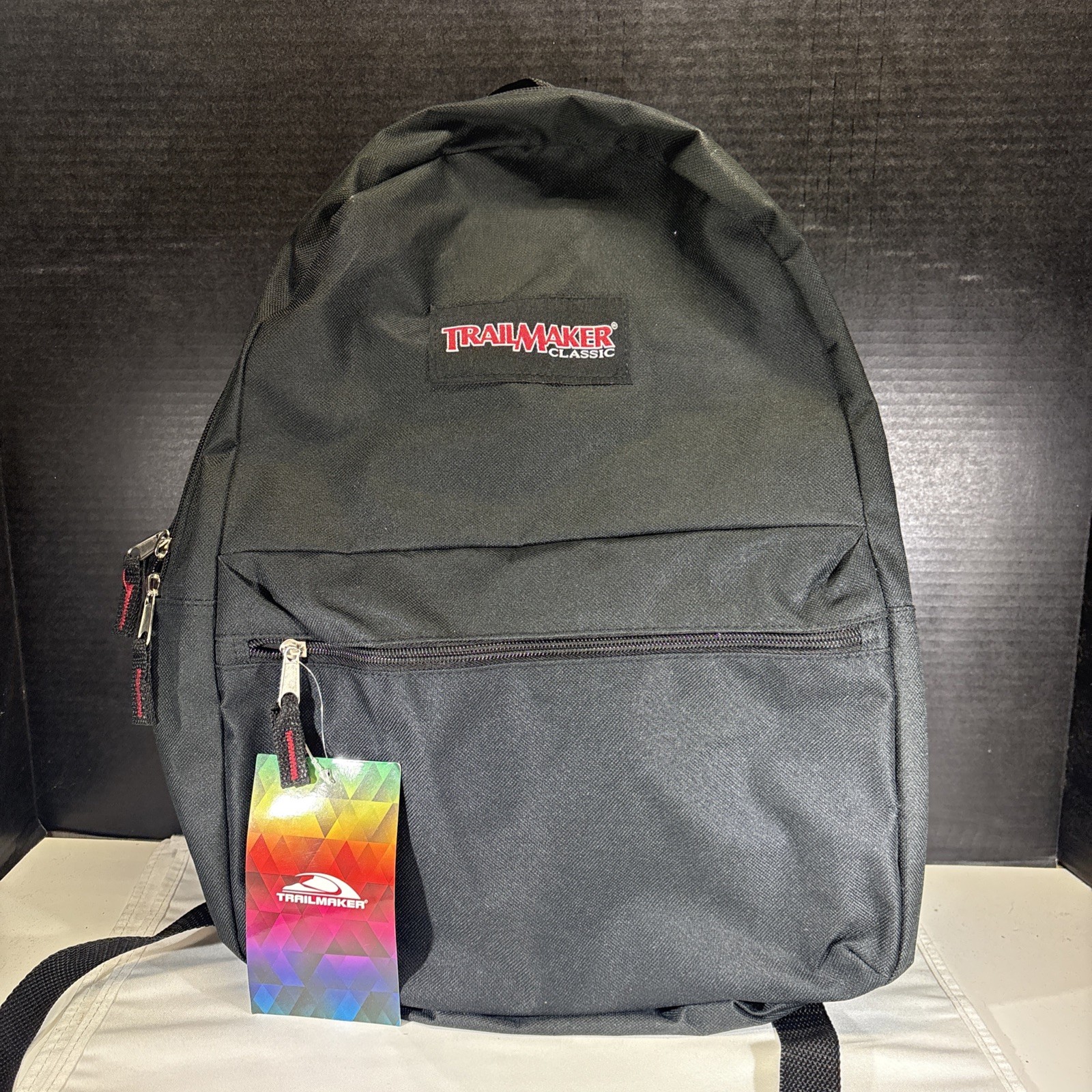 Trailmaker Classic Lightweight Backpack School Travel Bag 16.5″ Bookbag Black