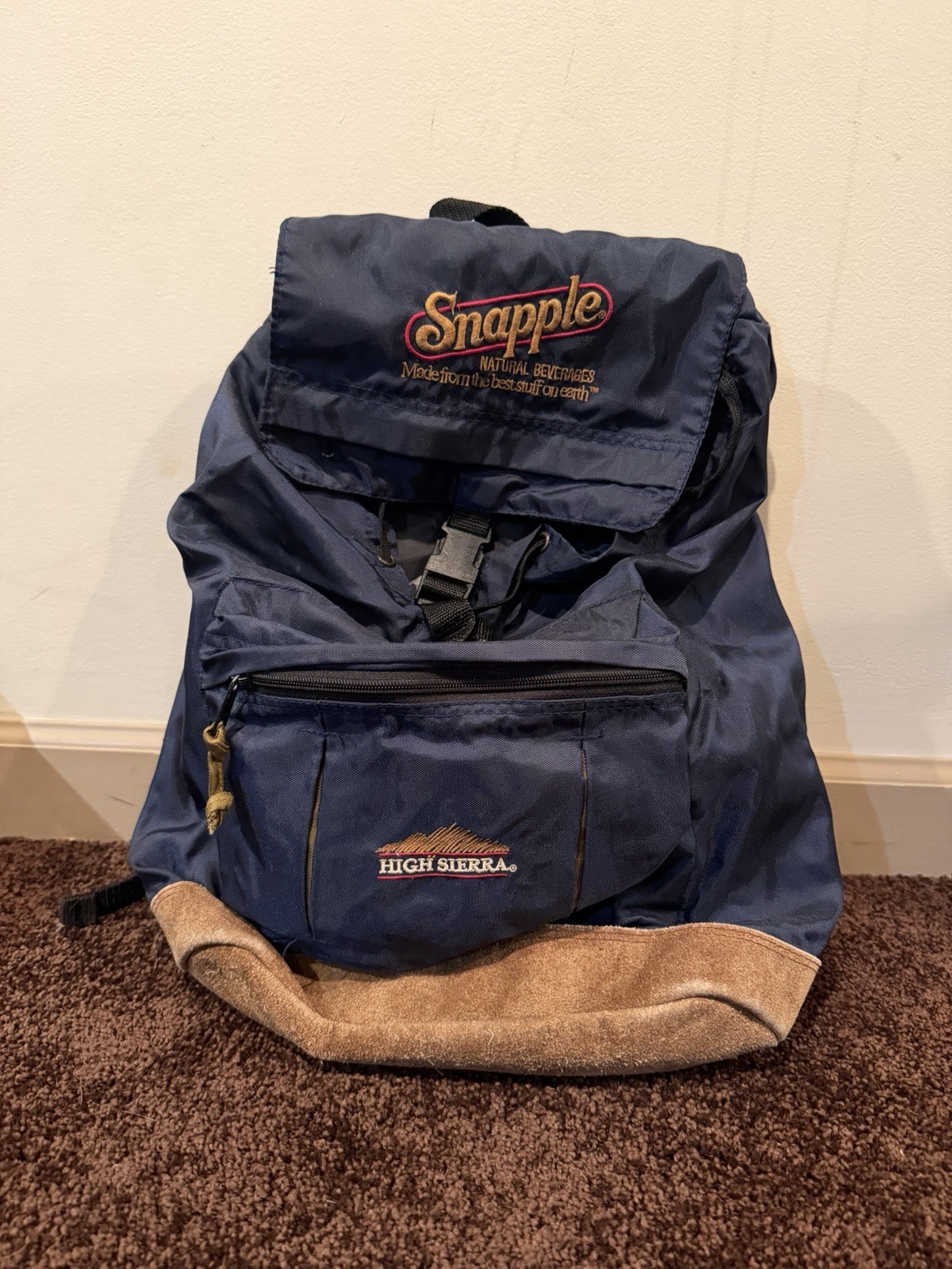 Vintage Snapple High Sierra Backpack Y2K Navy Book Bag Embroidered 90s