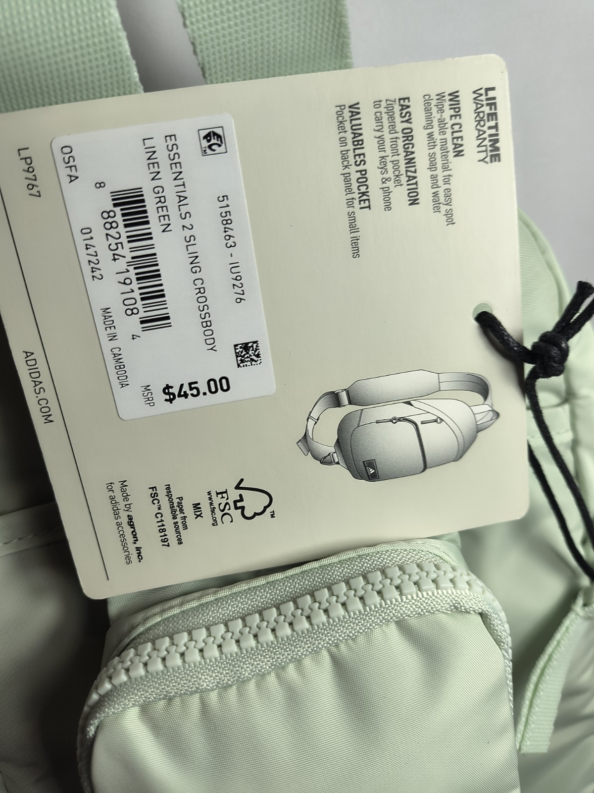Adidas / ESSENTIALS 2 SLING CROSSBODY Bag / Linen Green / IU9276 / Unisex