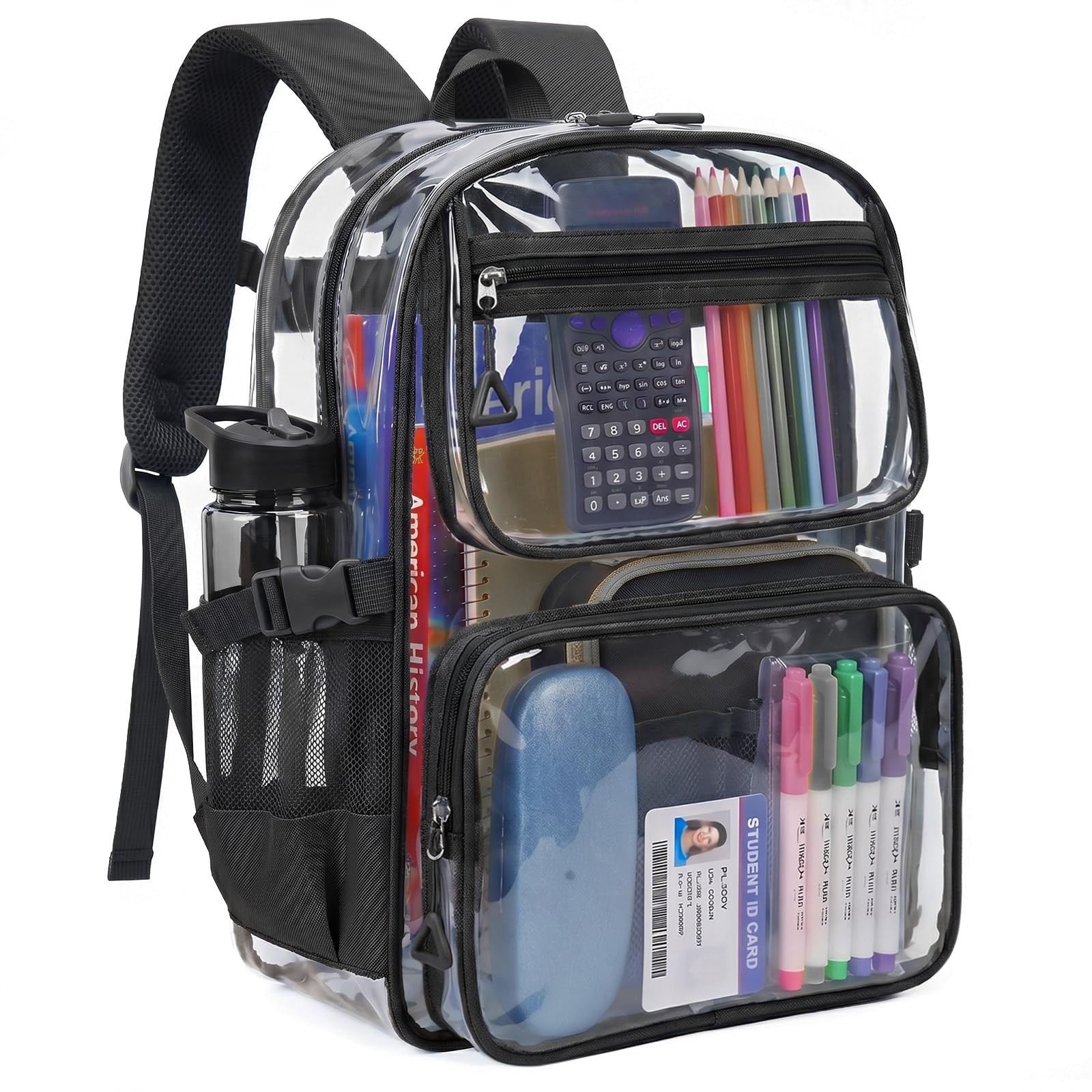 Clear Backpack 16″ X 12″ X 5.5″ Large Capacity PVC Transparent Bookbag – Ideal
