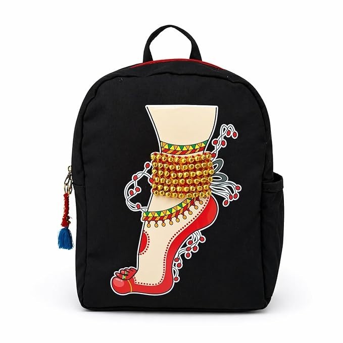 Canvas Single Leg Ghungroo Backpack, Canvas Black backpack