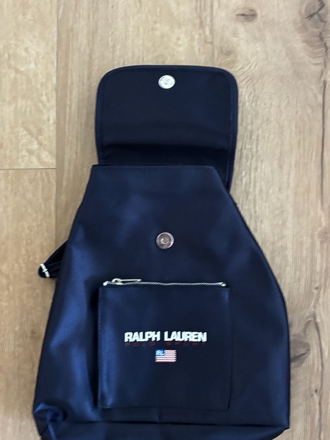 Vintage Ralph Lauren Polo Sport Navy Blue Satin Mini Backpack