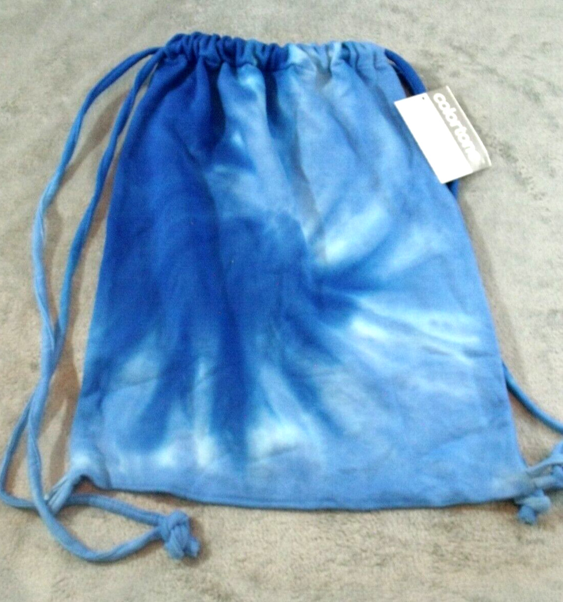 Colortone Tie-Dyed Blue Cotton Polyester Fleece Drawstring Backpack 14.5×18 in