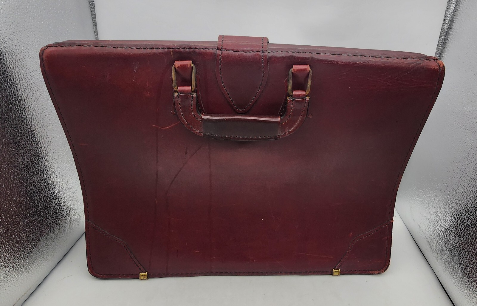 Schlesinger Leather Attache Briefcase Locking 3 dial combo 18 x 13x 5 in. Burg