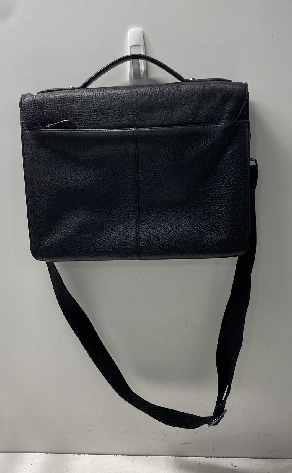 Ted Baker Black Pebbled Leather Messenger Bag Briefcase Playing Card Lining