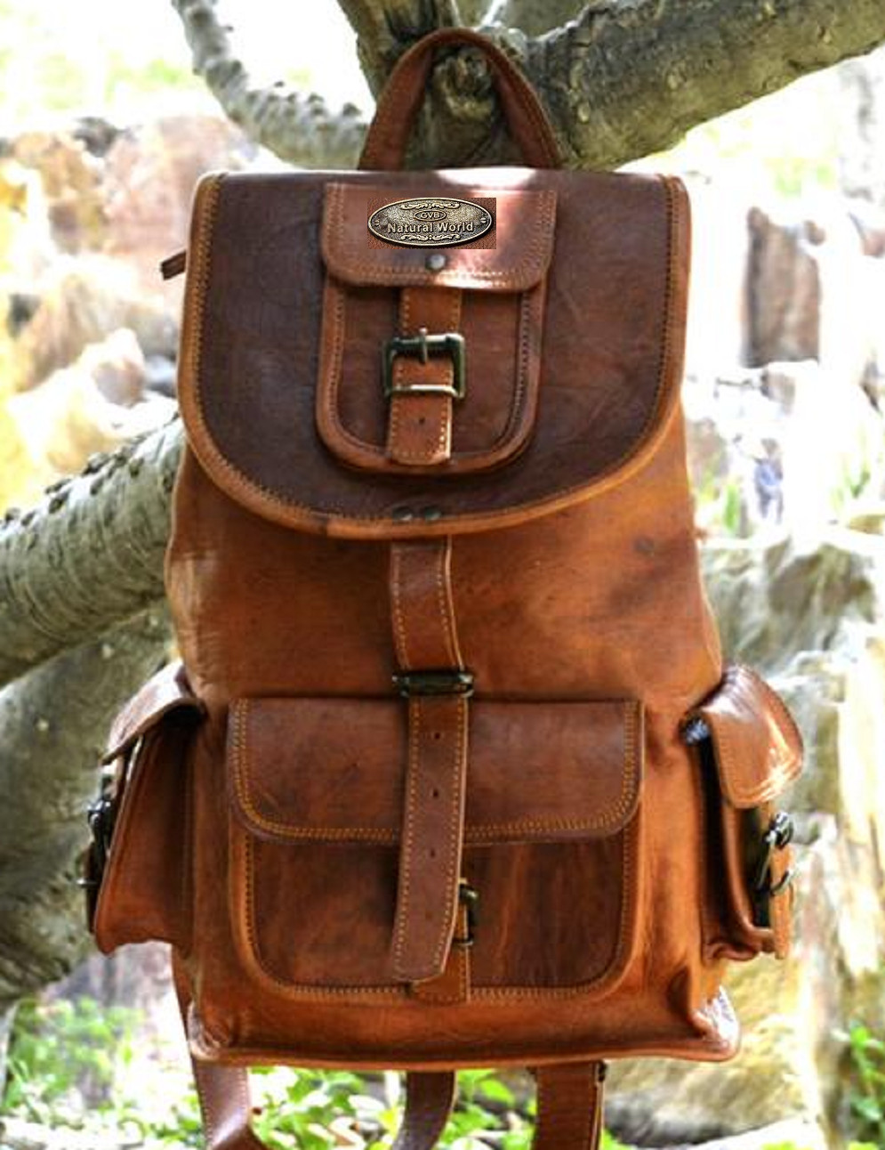 16/18/20 Inch Backpack Leather Laptop Bag Men Travel Rucksack School Shoulder