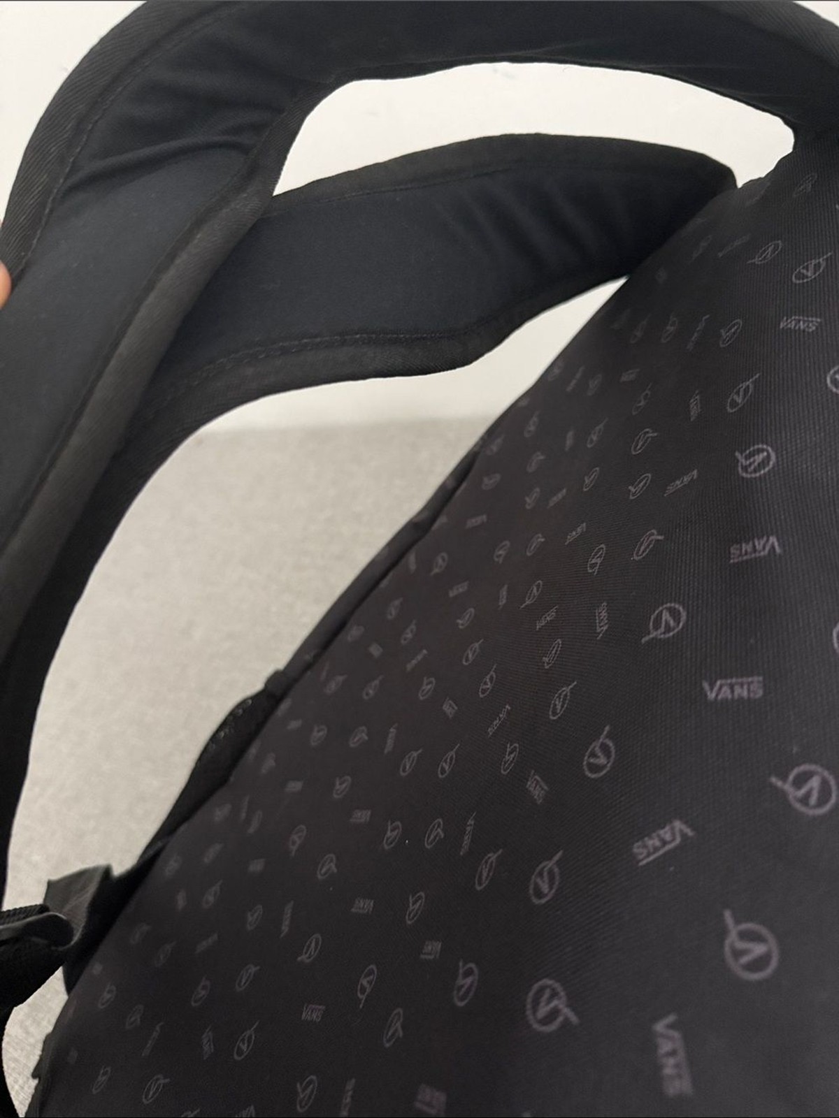 Vans Alumni Backpack – Black Monogram Logo Print 🎒