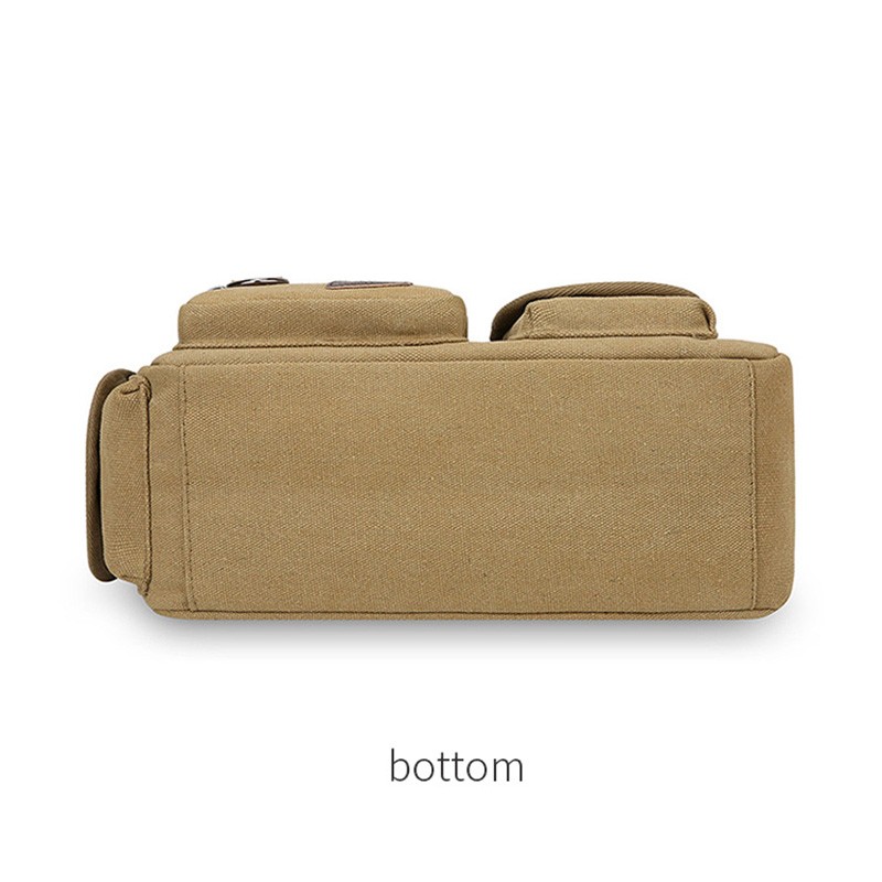 Men’s Canvas Shoulder Crossbody Bag Casual Work Travel Multi-Pocket Satchel