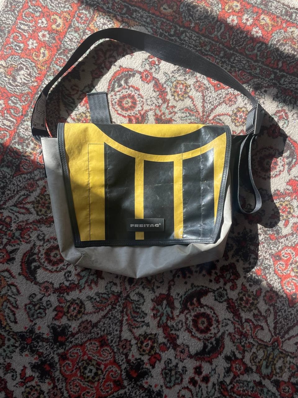 Freitag Recycled Truck Tarp Messenger Bag – Yellow / Black / Grey
