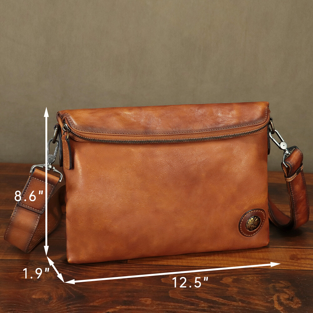 Genuine Leather Messenger Bag for Men Shoulder Bag Clutch bag Crossbody Purse