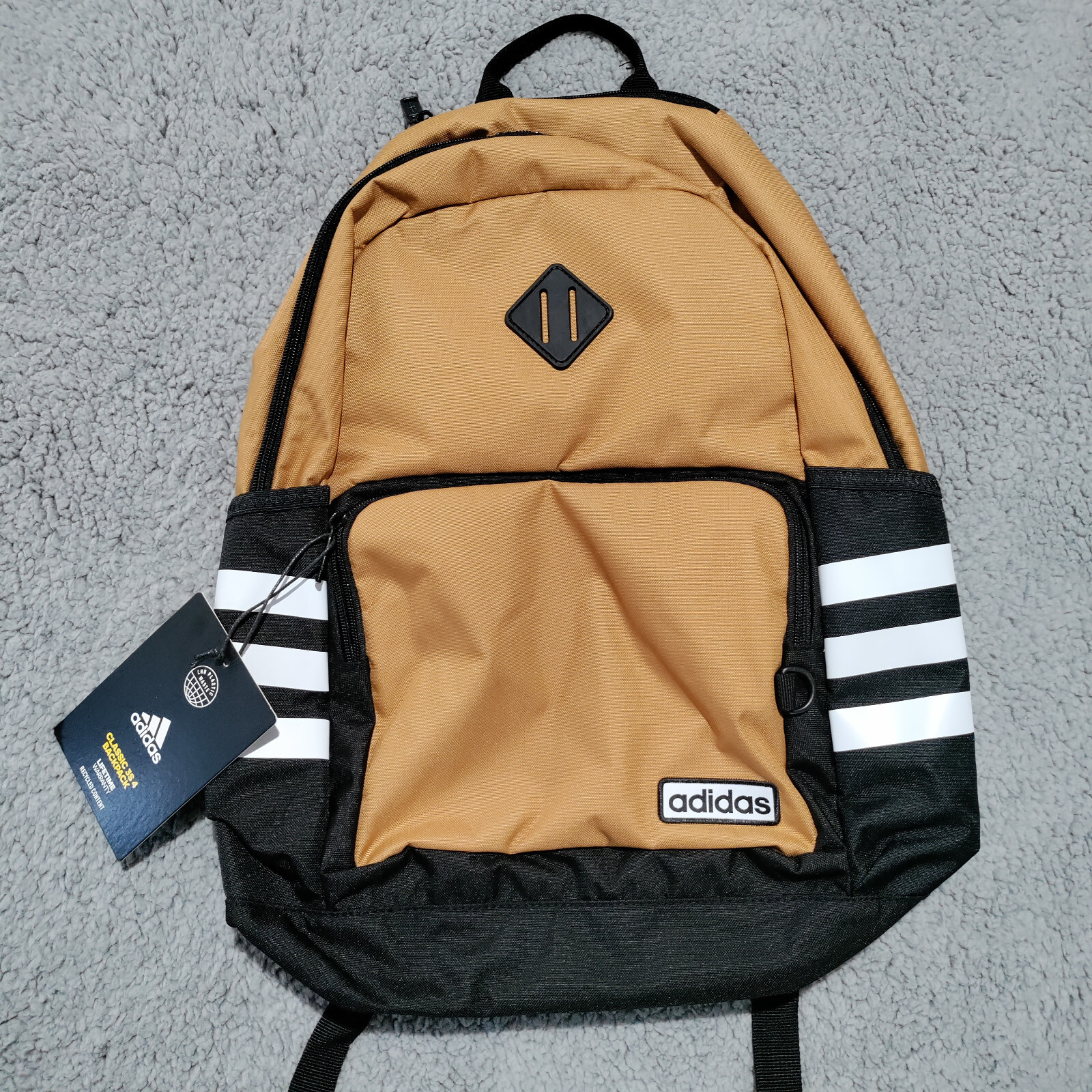 adidas Classic 3S 4 Mesa Brown/Black/White Laptop Unisex Backpack – NWT