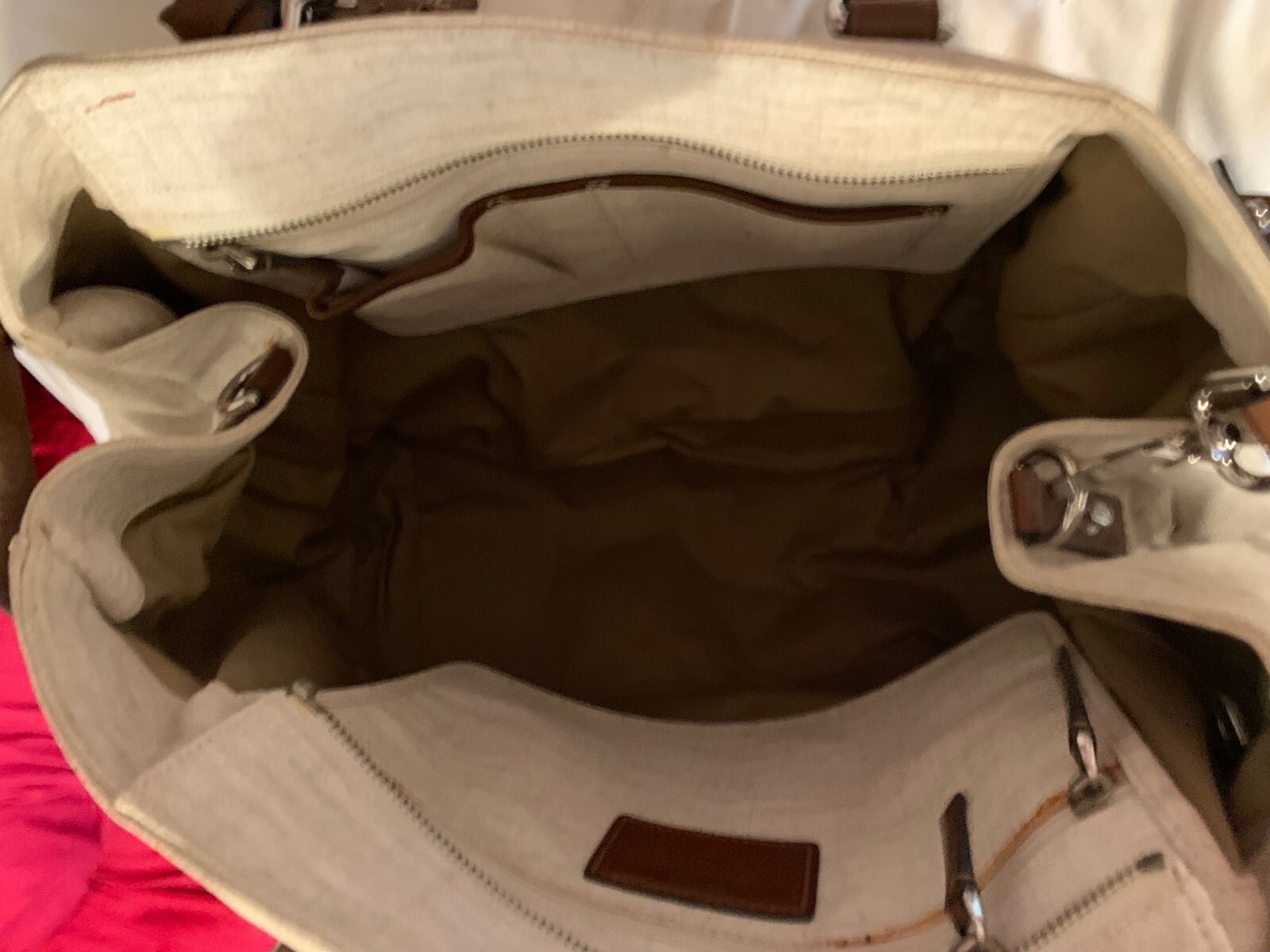 TUMI Alpha Linen Leather Travel Duffle Carry on Bag Tote Weekender Suitcase