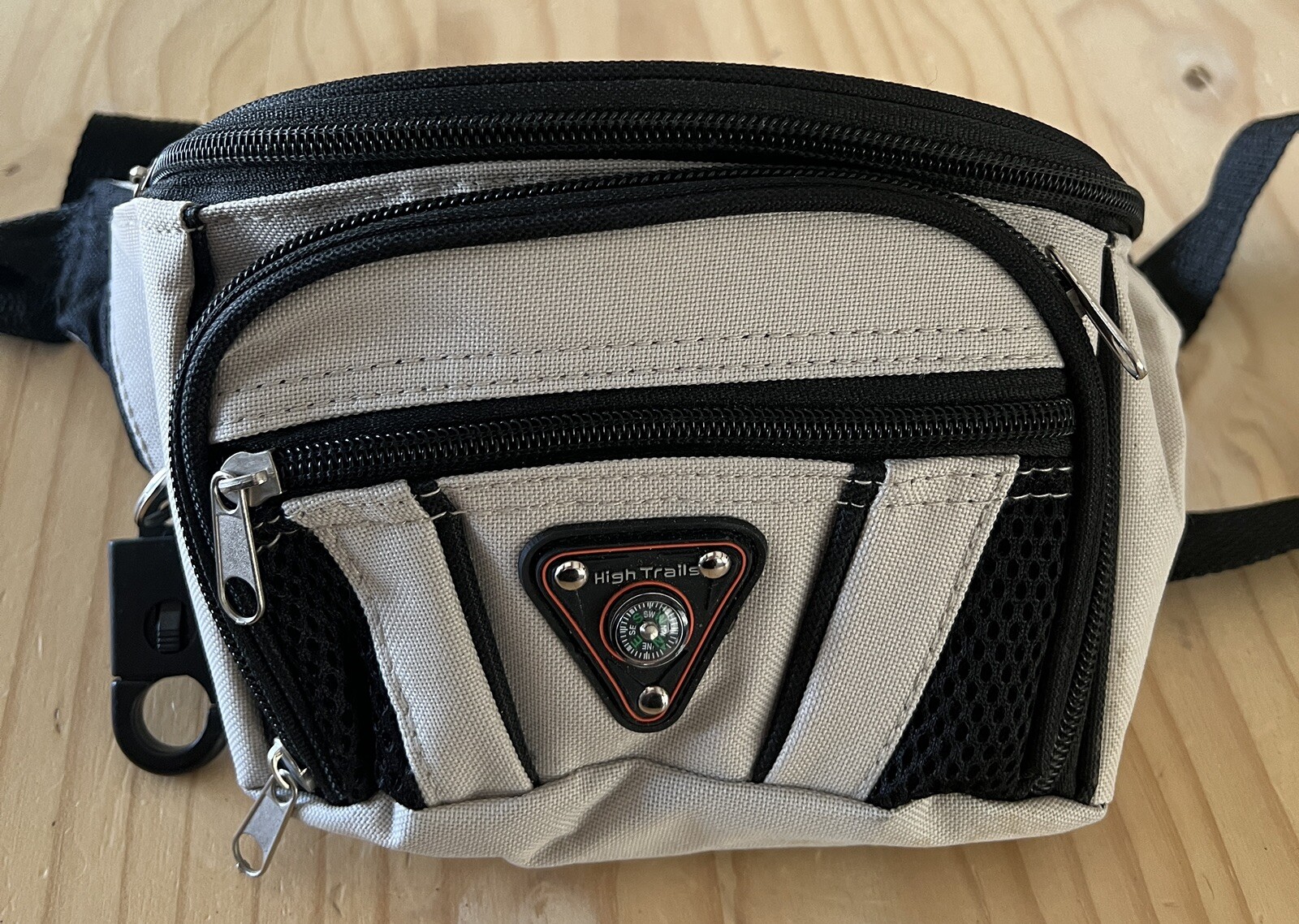 High Trails Fanny Pack, Hip Bag with Compass Gray/beige & Black