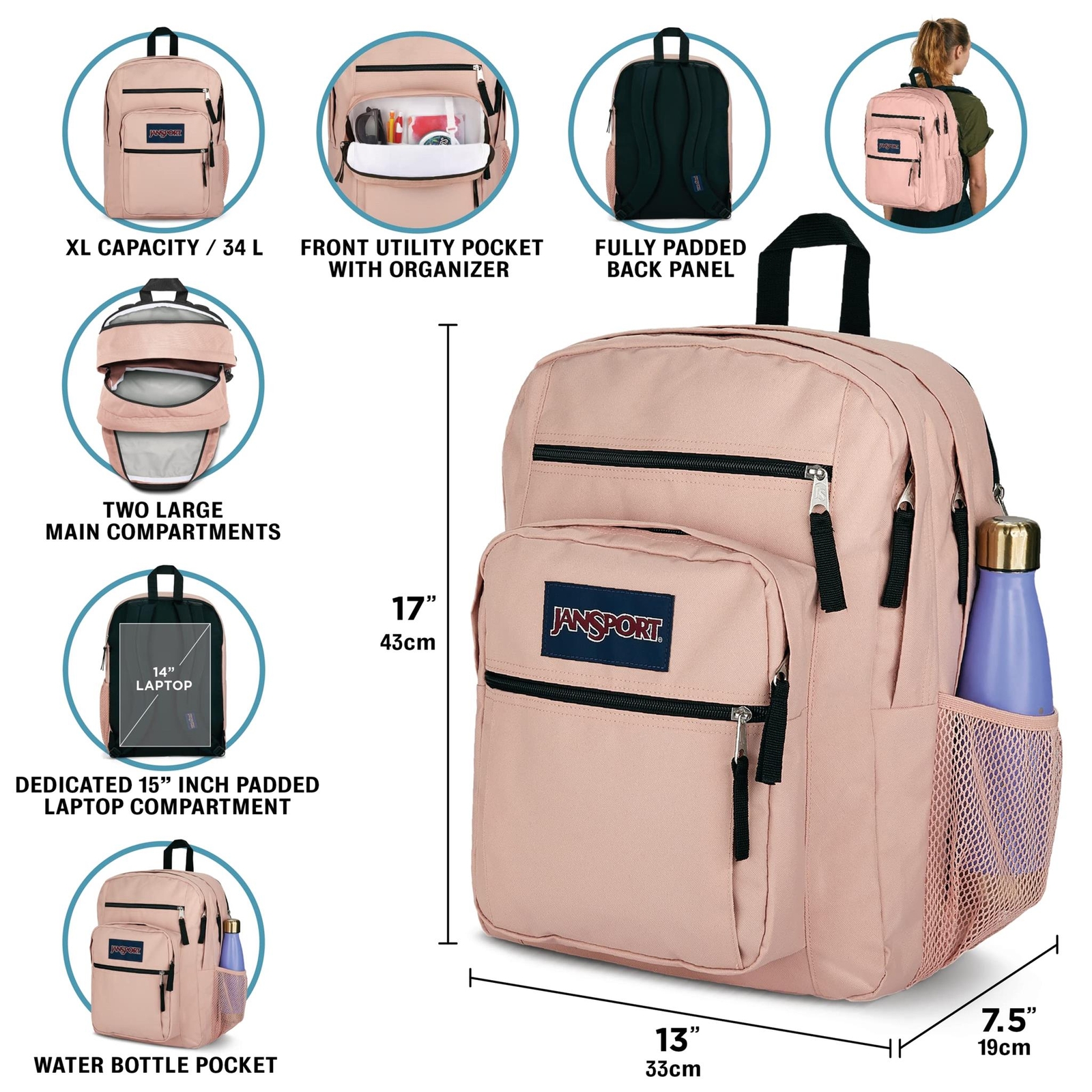JanSport Laptop Backpack – Computer Bag with 2 Compartments, Ergonomic Shoulder