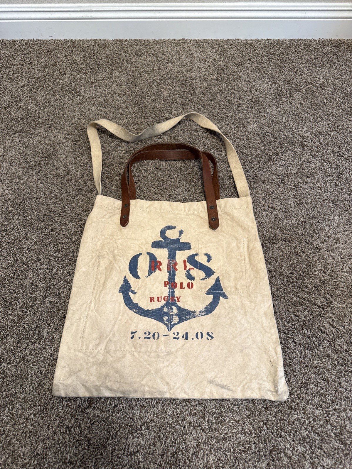RRL RALPH LAUREN Polo Rugby Sailer Canvas Leather 2-Way Tote Bag