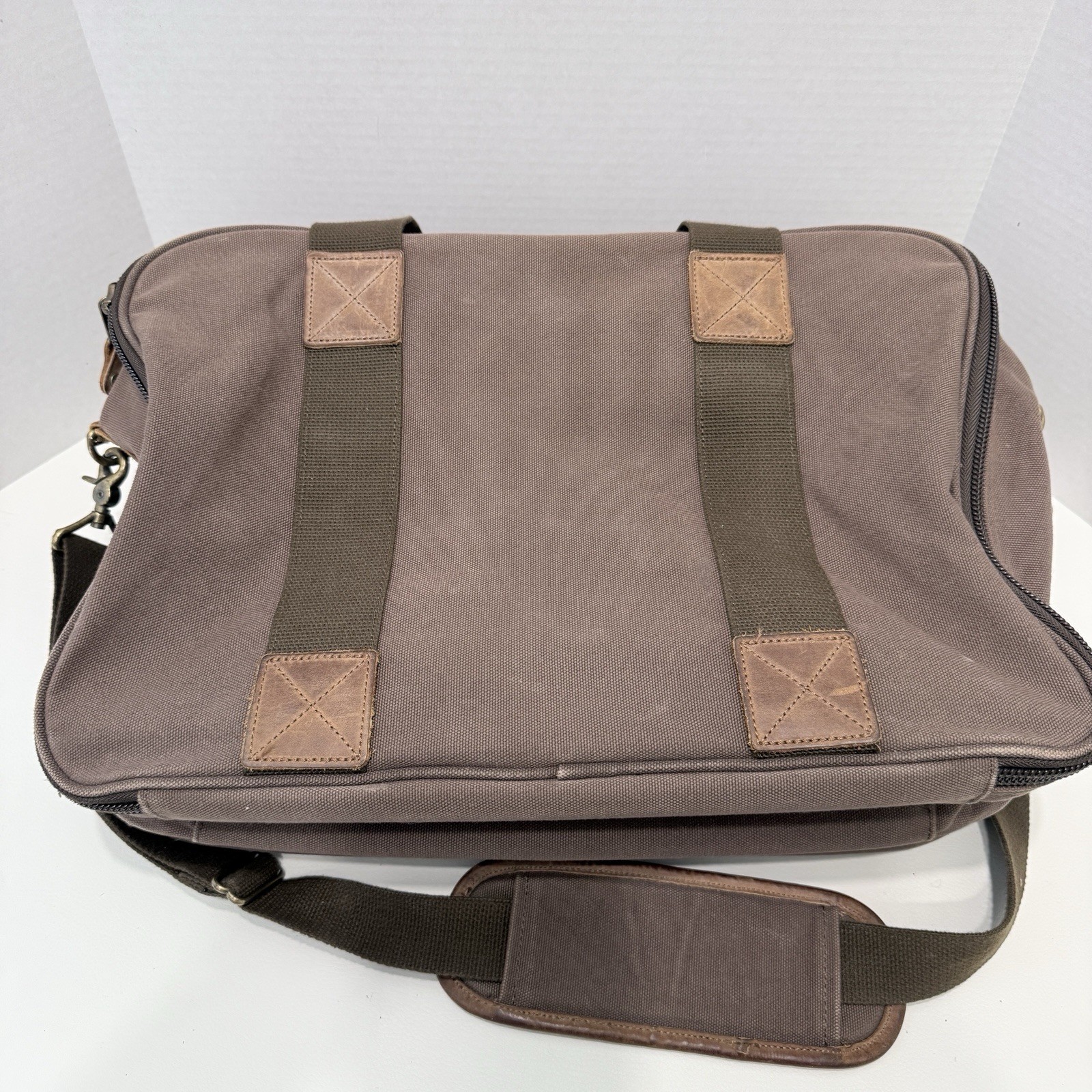 Cabelas Canvas & Leather Brown Messenger Laptop Briefcase Duffle Bag Travel Work
