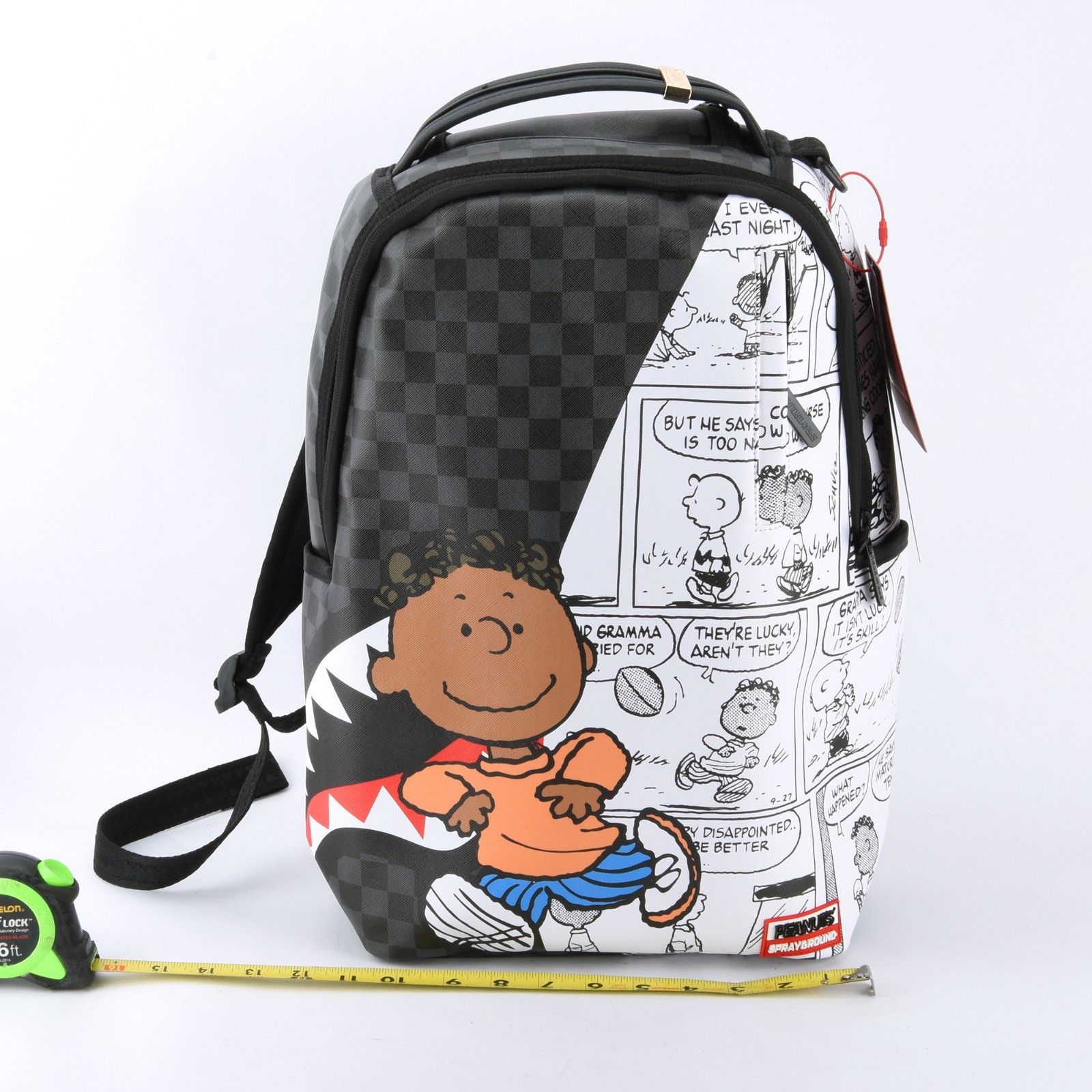 Sprayground Peanuts Franklin Sharks In Comics Backpack Snoopy Zippered Plaid