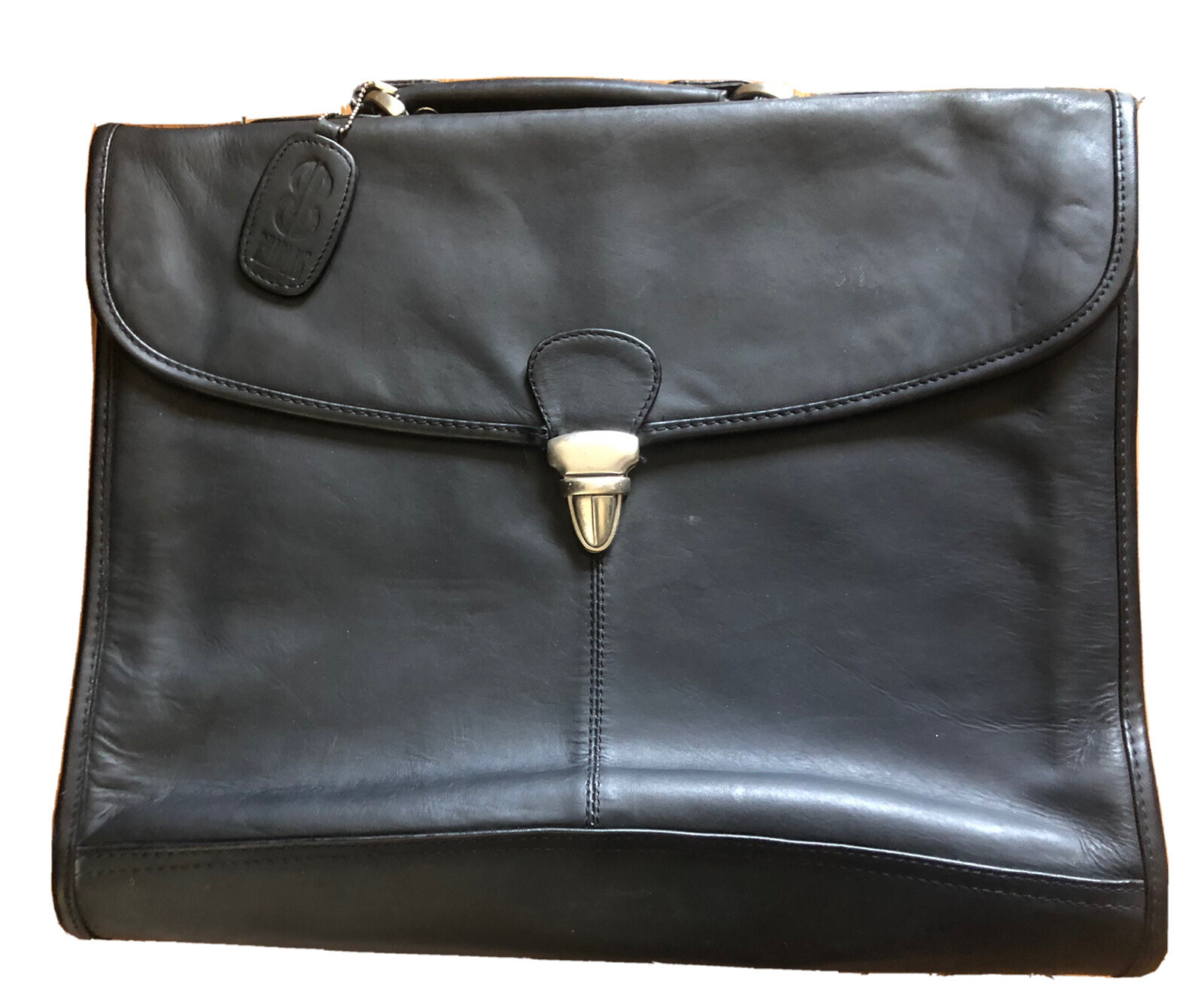 Bill Blass Black Leather Briefcase Carry on for business, work & travel