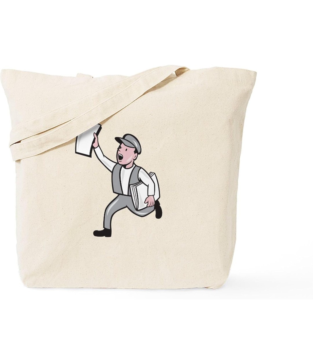 Beige Canvas Tote Bag Graphic Print Men Casual Shoulder Strap Stylish Durable