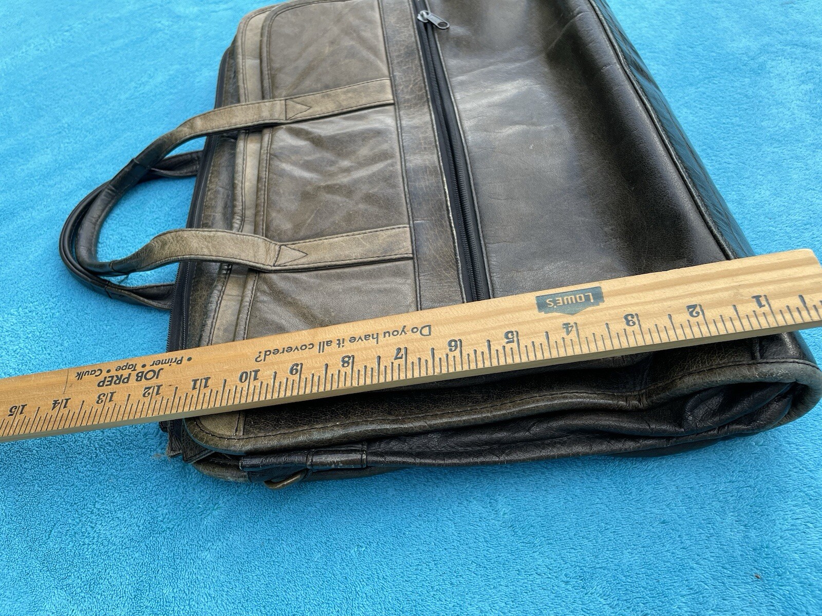 Vintage Leather Briefcase Portfolio Heritage Industries India Sun Faded Patina