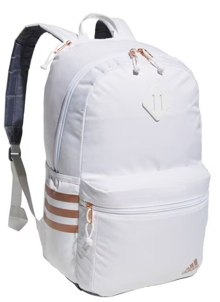 Adidas Classic 3S 5 Backpack, White/Rose Gold School Sports Travel Unisex New