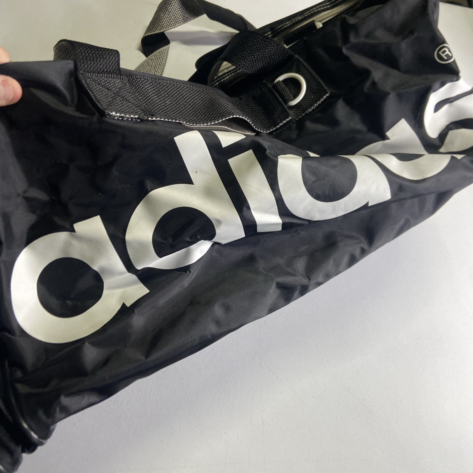 Vintage Adidas Duffel Bag Mens Black Gym Travel Sports Athletic Made In Taiwan
