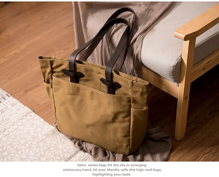 Waterproof Waxed Canvas 70260 Tote Bag Size 45*33*12cm Shoulder Handbag