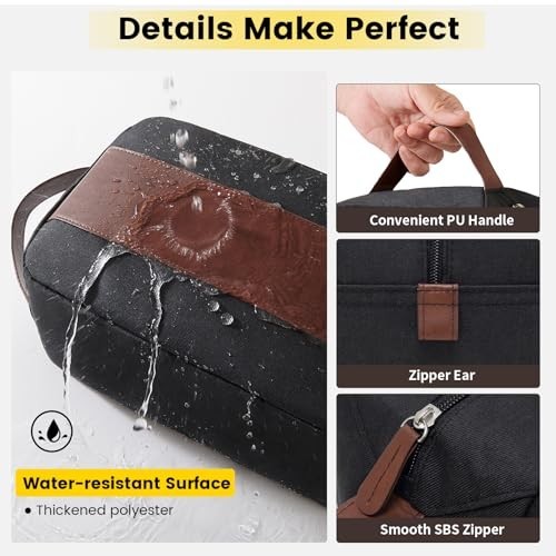Toiletry Bag Men Water Resistant Accessories Travel Essentials Large Bag, Black