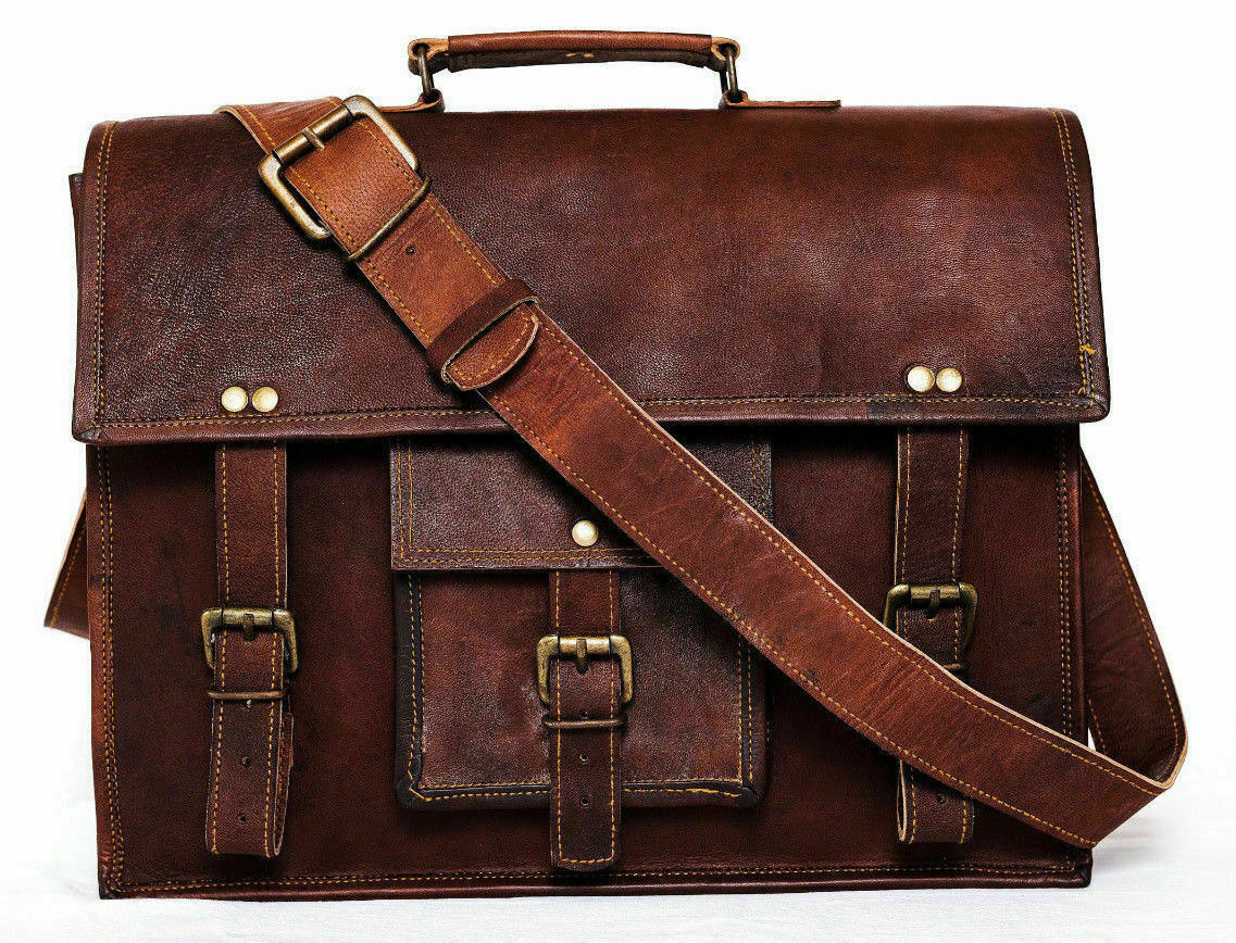 Bag Satchel Messenger Men’s Genuine Leather Vintage Laptop Handmade Briefcase