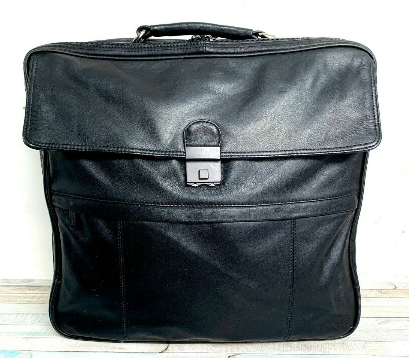 PICARD JET 2001 BLACK GENUINE LEATHER DOUBLE SIDED CARRY ON LAPTOP BRIEFCASE BAG