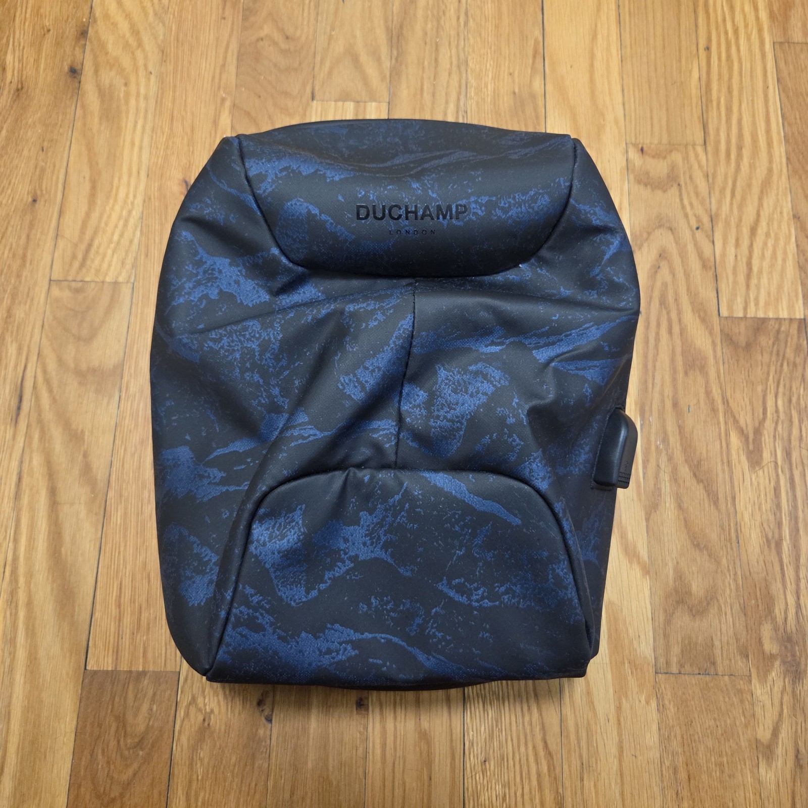 Duchamp London Anti-Theft Laptop Tablet Backpack Sleek Blue Black Design USB