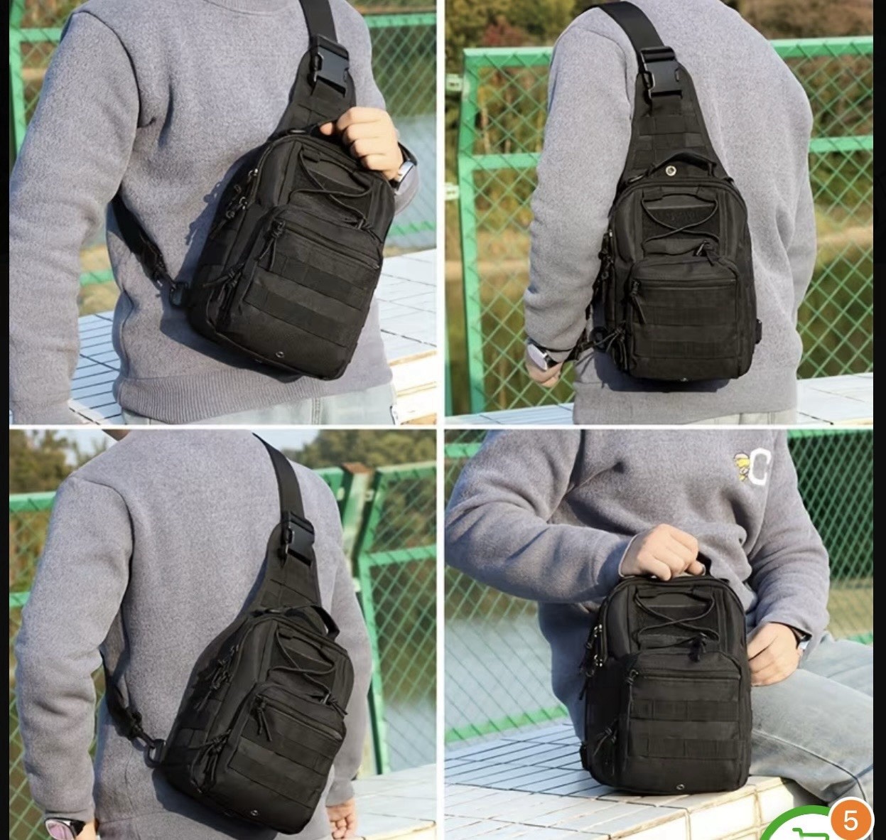 US Multi-Functional Outdoor Sports Small Chest Bag Single Shoulder Crossbody Bag