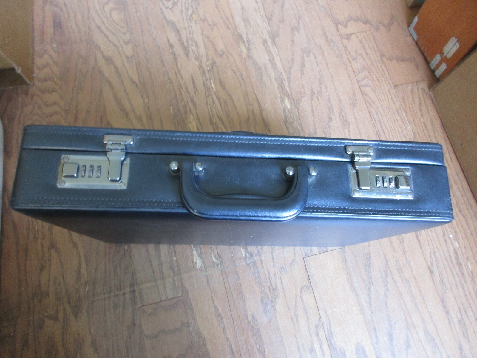 Black Leather BUSINESS MATES Lined Combination Briefcase Attache EUC