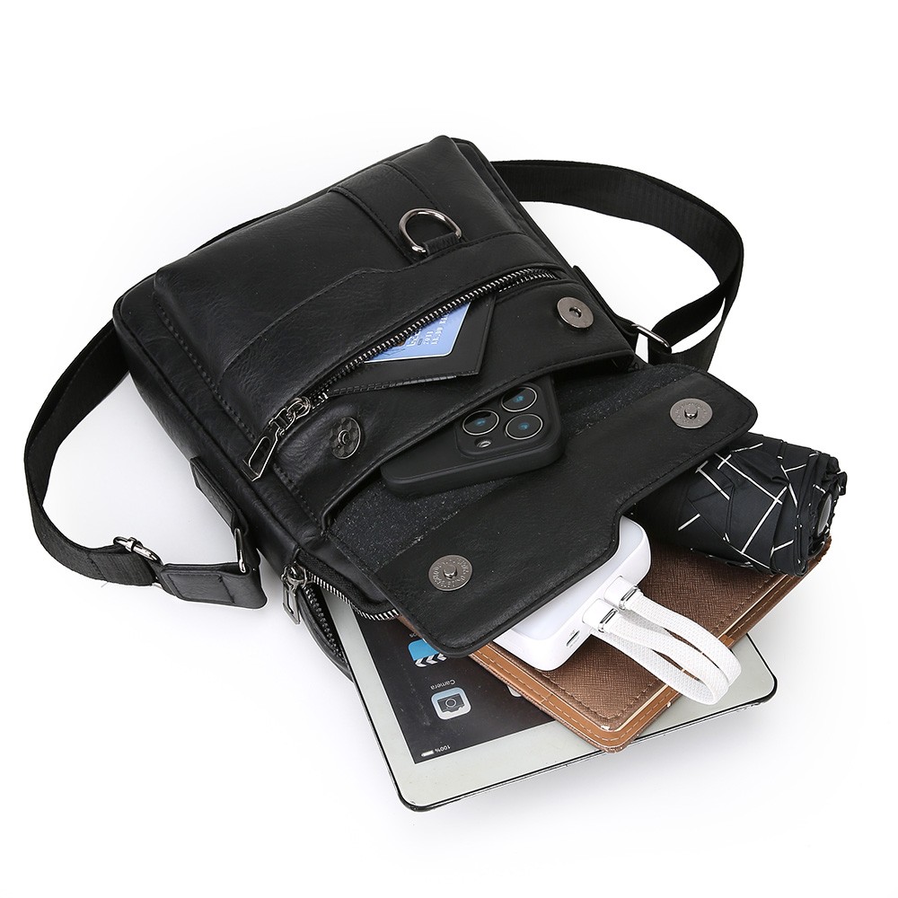 Men’s Shoulder/Messenger Bag Business pu Leather 8″ Handbag Outdoor Sport Bag