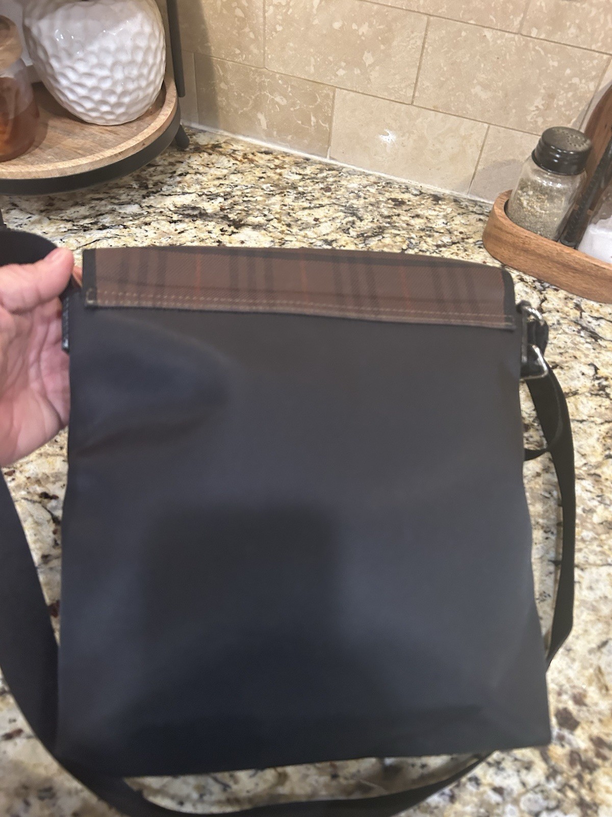 Burberry Messenger Shoulder Bag Nova Check Black and brown logo