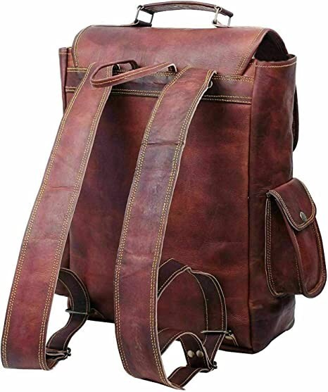 Vintage Real Leather Backpack Weekend Travel Shoulder Daypack Laptop BagPL1-1.14