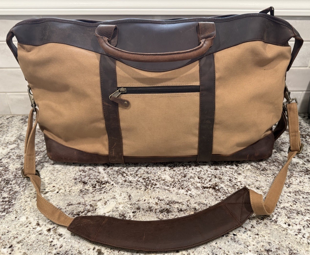 Canyon Outback Brown Leather & Canvas Travel Duffle Bag